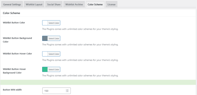 WooCommerce wishlist PLugins - Color Scheme