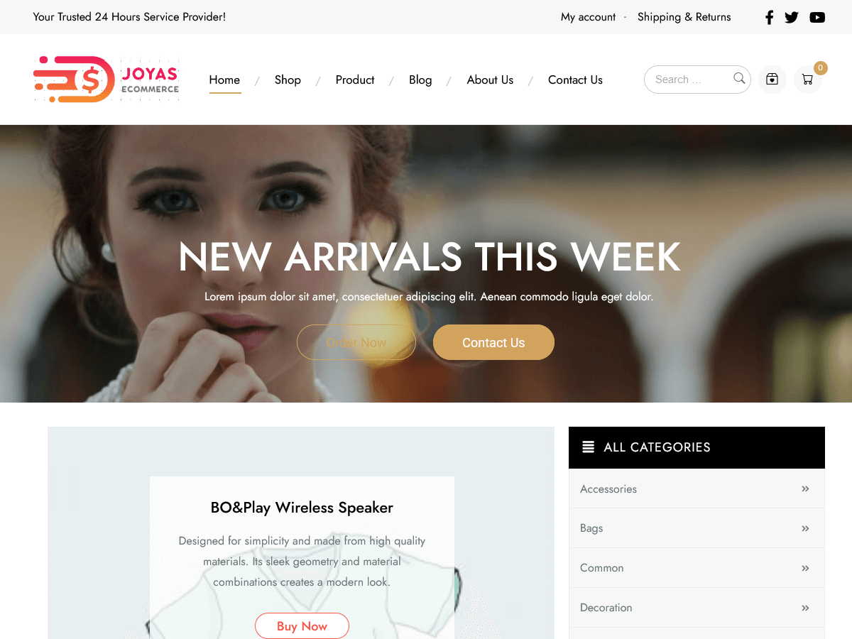 Joyas free online store wordpress theme
