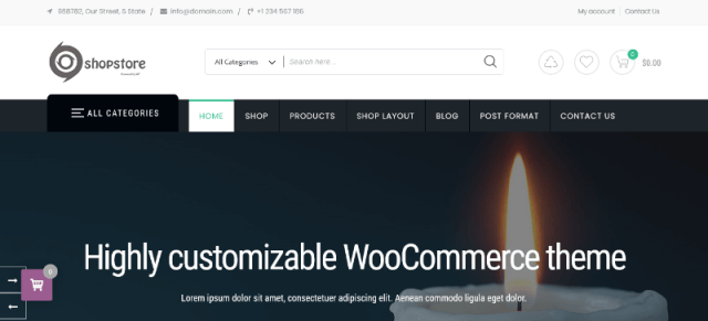 ShopStore a candle shop wordpress theme
