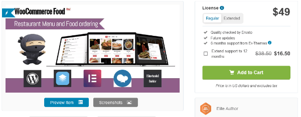 WooCommerce Food Menu
